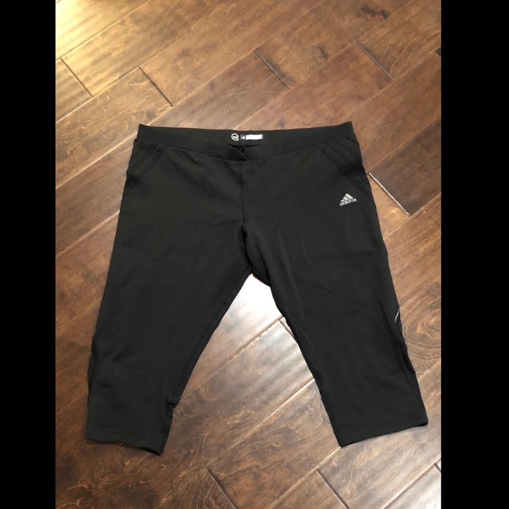 Adidas Black Athletic Fitted Pants w/pocket XL